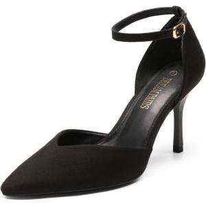 DREAM PAIRS Women’s High Heels Strappy Closed Toe Stiletto Ankle Strap Pointed Toe D’Orsay Heel Dress Wedding Party Pumps Shoes(Black)