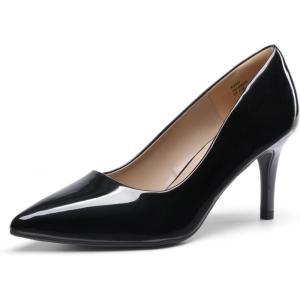DREAM PAIRS Women’s High Stiletto Heels Closed Pointed Toe Dress Pumps Shoes for Wedding Work Office Business, 3 Inches(Black/Pat)