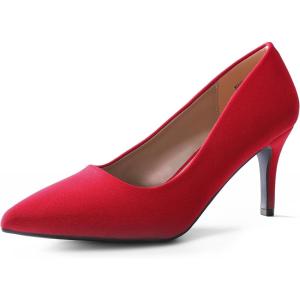 DREAM PAIRS Women’s High Stiletto Heels Closed Pointed Toe Dress Pumps Shoes for Wedding Work Office Business, 3 Inches(Red/Suede)