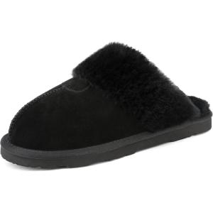 DREAM PAIRS Women’s House Slippers Indoor Fuzzy Fluffy Furry Cozy Home Bedroom Comfy Winter Cute Warm Outdoor Shoes FuzzyEasy(Black)