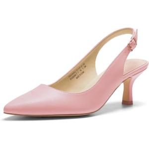 DREAM PAIRS Women’s Kitten Heel Slingback Pointed Closed Toe Low Stiletto Heels Dress Bridal Elegant Wedding Pumps Shoes(Pink-pu)