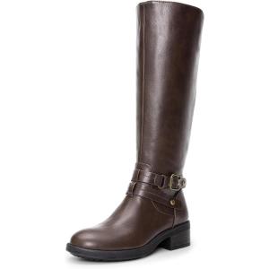 DREAM PAIRS Women’s Knee High Boots, Buckle Riding Boots(Brown-1)