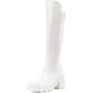 DREAM PAIRS Women’s Knee High Boots, Comfortable Platform Round Toe Stretch Boots for Women(White)