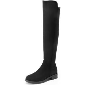 DREAM PAIRS Women’s Knee High Boots, Platform Chunky Heel Thigh High Fashion Over The Knee Boots, SDOB2407W(Black-suede)