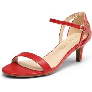 DREAM PAIRS Women’s Lexii Fashion Stilettos Open Toe Pump Heel Sandals(Red-pu)