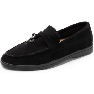 DREAM PAIRS Women’s Loafers Suede Loafer Slip-on Comfortable Casual Dressy Business Work Shoes with Arch Support(Black)