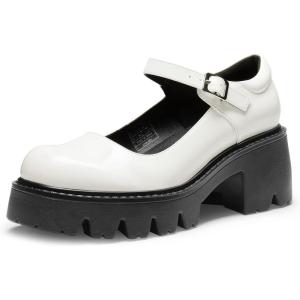 DREAM PAIRS Women’s Mary Janes Shoes Platform Dress Low Heel Chunky Pumps Round Toe Ankle Strap Pumps Shoes Oxfords Esther(White)