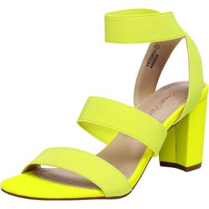 DREAM PAIRS Women’s Open Toe High Chunky Elastic Strap Dress Heel Sandals(Neon/Lime)