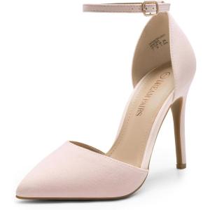 DREAM PAIRS Women’s Oppointed-Lacey Pointed Toe Ankle Strap High Heel Stiletto Pumps Wedding Dress Shoes(Pink)