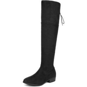 DREAM PAIRS Women’s Over The Knee High Low Block Heel Riding Boots Uplace Lei(Black-lei)