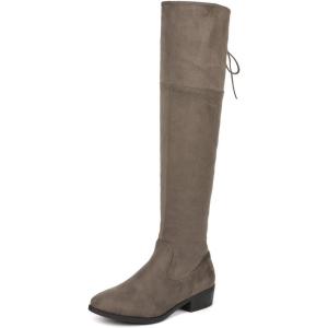 DREAM PAIRS Women’s Over The Knee High Low Block Heel Riding Boots Uplace Lei(Khaki-lei-n)