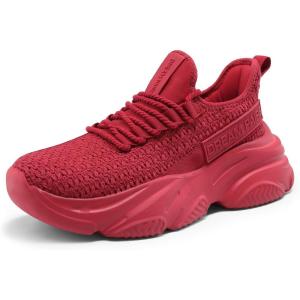 DREAM PAIRS Women’s Platform Chunky Fashion Sneakers Slip on Walking Stylish Lightweight Classic Casual Sneaker(Red)