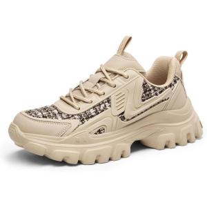 DREAM PAIRS Women’s Platform Chunky Fashion Sneakers Y2K Maeve Lace-Up Comfortable Sneakers Casual Walking Shoes.,Size 8.5,Apricot,SDFN2419W