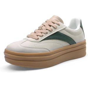 DREAM PAIRS Women’s Platform Sneakers Walking Val Tennis Lace-Up Comfortable Casual Fashion Sneakers Shoes.(Grey)