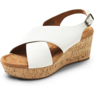 DREAM PAIRS Women’s Platform Wedge Heel Sandals Comfortable Ankle Strap Sandals for Women Casual Dressy Summer,Size 8,White-Pu,SDPW2411W