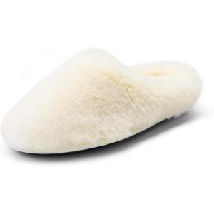 DREAM PAIRS Women’s Plush Fuzzy Slip on Indoor Outdoor Winter House Slippers(Beige)