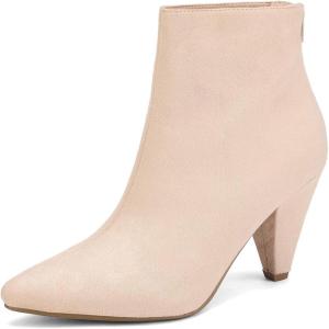 DREAM PAIRS Women’s Pointed Toe Ankle Boots High Heel Booties Fashion Zipper Dress Boots(Nude/Suede)