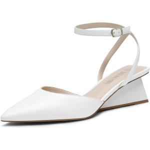 DREAM PAIRS Womens Pointed Toe Chunky Heels Pump Shoes, White – 7 (SDPU2337W)