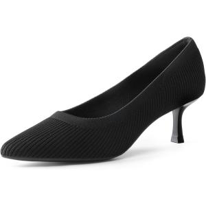 DREAM PAIRS Women’s Pumps Closed Toe Pointed Toe Kitten Heels for Women Party Dance Wedding Dress Shoes for Women(Black-knit)