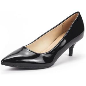DREAM PAIRS Women’s Pumps Kitten Heel Pointed Toe Shoes for Women Comfortable Office Work Dress Shoes(Black/Pat)