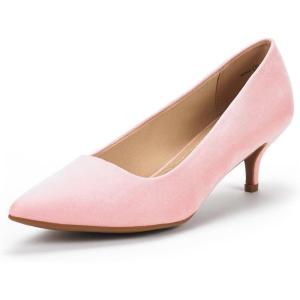 DREAM PAIRS Women’s Pumps Kitten Heel Pointed Toe Shoes for Women Comfortable Office Work Dress Shoes(Pink/Suede)