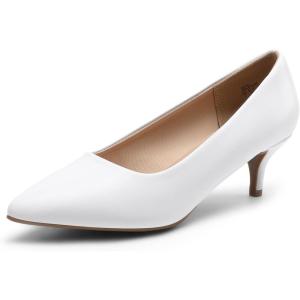 DREAM PAIRS Women’s Pumps Kitten Heel Pointed Toe Shoes for Women Comfortable Office Work Dress Shoes(White-pu)