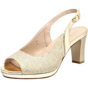 DREAM PAIRS Women’s Sexy High Chunky Heels Peep Toe Platform Block Slingback Dress Pumps Shoes(Gold)