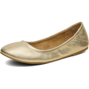 DREAM PAIRS Women’s Sole-fina Solid Plain Walking Classic Ballet Flats Shoes(Gold/Pu)