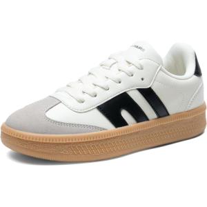 DREAM PAIRS Women’s Tennis Sneakers Walking Casual Lace-Up Footwear Comfortable Fashion Sneakers Shoes(White)