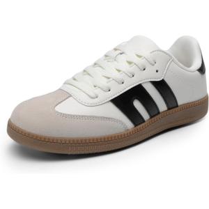 DREAM PAIRS Women’s Tennis Sneakers Walking Flat Low-Top Casual Lace-Up Comfortable Nia Fashion Sneakers Shoes(White Multi)