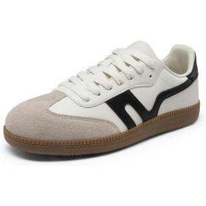 DREAM PAIRS Women’s Tennis Sneakers Walking Flat Low-Top Casual Lace-Up Comfortable Nia Fashion Sneakers Shoes(White/Grey/Black)