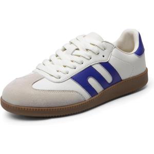 DREAM PAIRS Women’s Tennis Sneakers Walking Flat Low-Top Casual Lace-Up Comfortable Nia Fashion Sneakers Shoes(White/Purple)