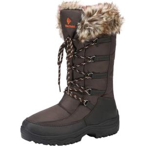DREAM PAIRS Women’s Warm Faux Fur Lined Mid-Calf Winter Snow Boots(Brown)