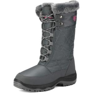 DREAM PAIRS Women’s Warm Faux Fur Lined Mid-Calf Winter Snow Boots(Goose/Grey)