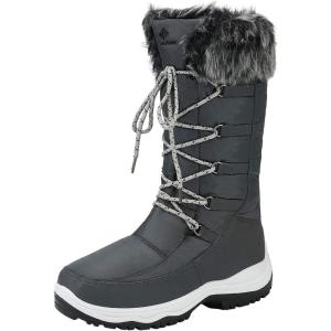 DREAM PAIRS Women’s Warm Faux Fur Lined Mid-Calf Winter Snow Boots(Grey)