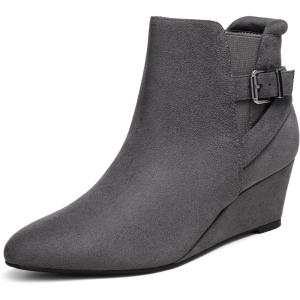 DREAM PAIRS Women’s Wedge Ankle Boots Fall Low Heel Short Booties Shoes(Grey)