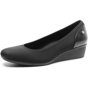 DREAM PAIRS Women’s Wedge Shoes Closed Toe Low Heel Pumps Comfotable Dress Shoes(Black-lycra)