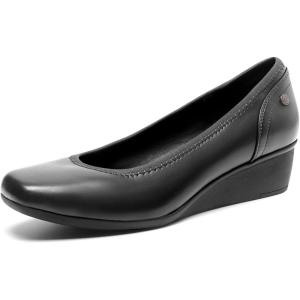 DREAM PAIRS Women’s Wedge Shoes Closed Toe Low Heel Pumps Comfotable Dress Shoes(Black-pu)