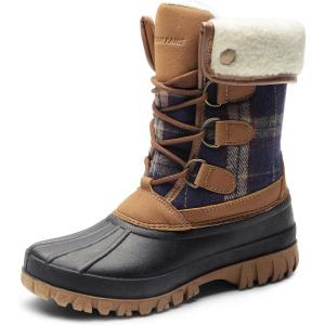 DREAM PAIRS Women’s Winter Duck Boots Mid Calf Warm Insulated Faux Fur Lined Waterproof Lace Up Snow Boots(Tan)