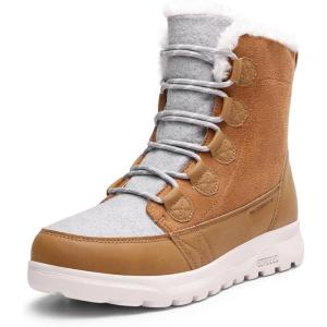DREAM PAIRS Women’s Winter Snow Boots Lace Up Warm Comfortable Faux Fur Lining Outdoor Ankle Booties(Chestnut)