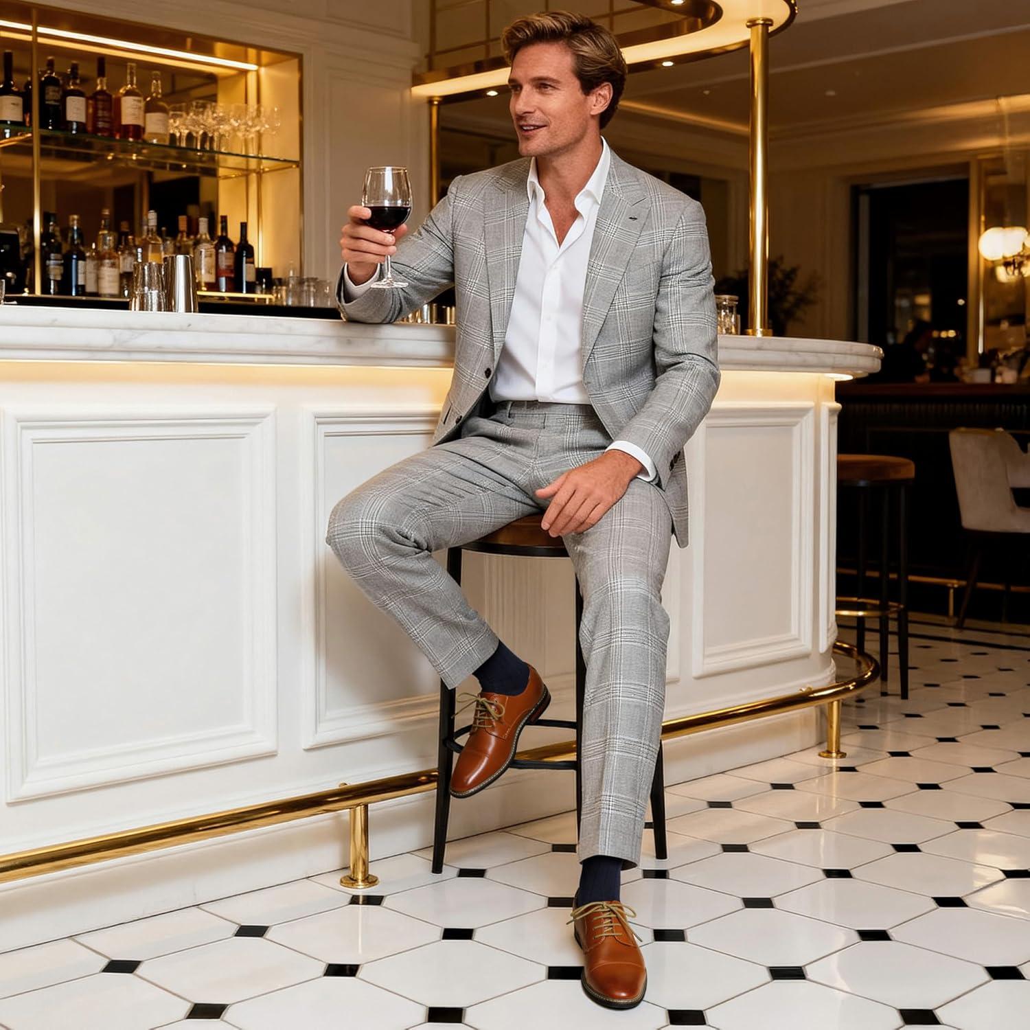 imageBruno Marc Moda Italy Prince Mens Classic Modern Oxford Lace Dress ShoesBrown