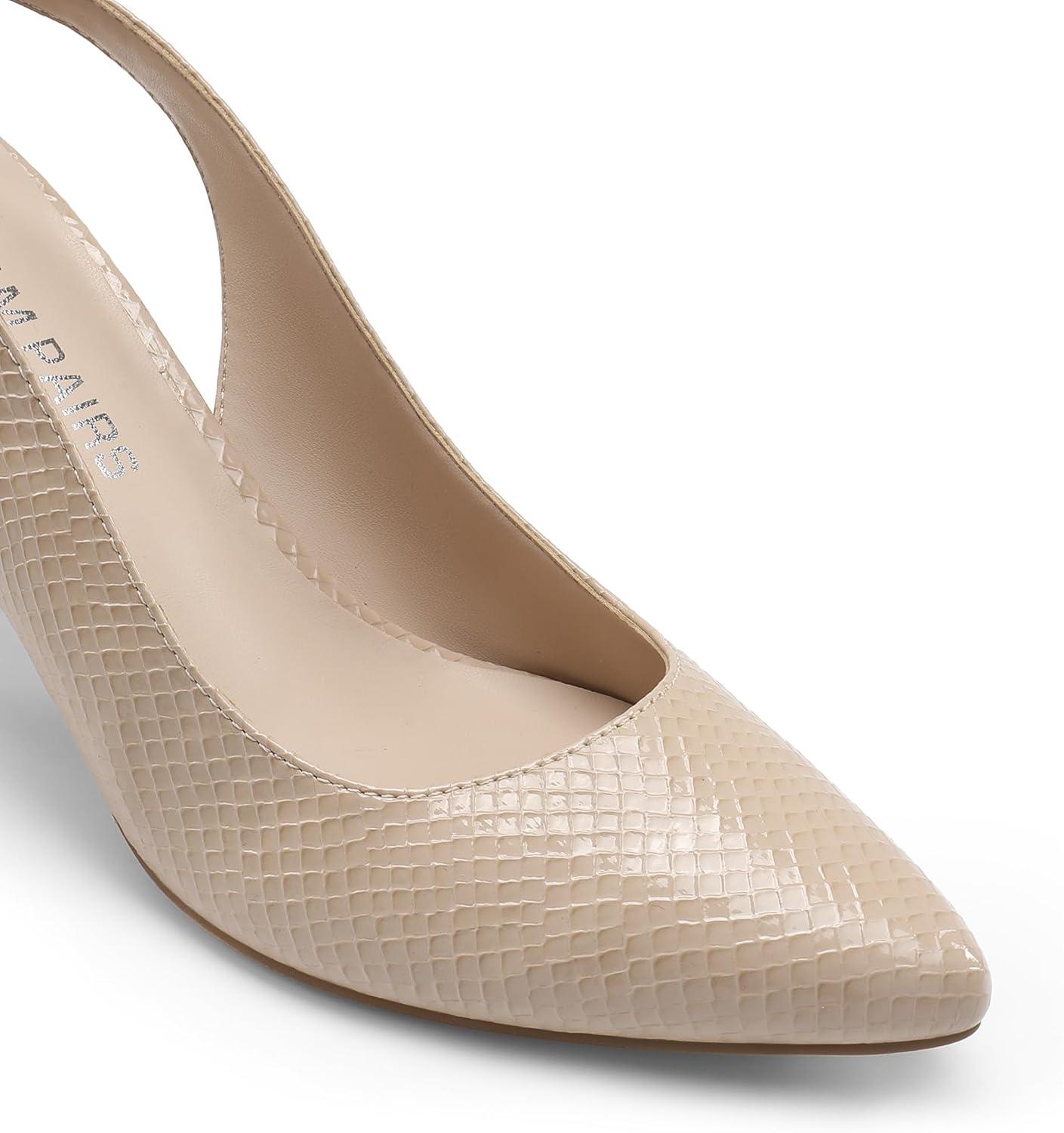 imageDREAM PAIRS Womens Heels Slingback Stiletto Pumps Shoes Pointed Closed Toe Kitten Heels Dress Bridal Elegant Wedding Sexy PartyNudesnake