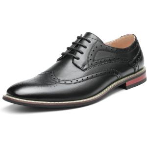 Bruno Marc Moda Italy Prince Men’s Classic Modern Oxford Lace Dress Shoes(Wingtip Black)