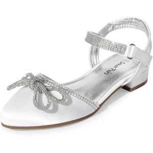 DREAM PAIRS Girls Sandals Closed Toe Dress Low Heels Pointed Toe Pump Flower Shoes for Little Big Kids Wedding Princess Party