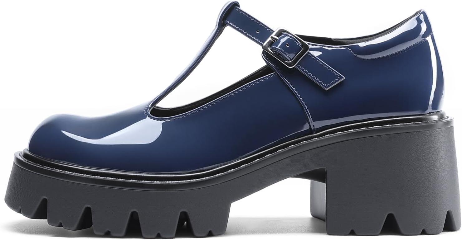 imageDREAM PAIRS Womens TStrap Mary Jane Shoes Low Platform Chunky Block Heels Closed Toe Work Pumps Comfortable Round Toe Dress Wedding Party ShoesNavy
