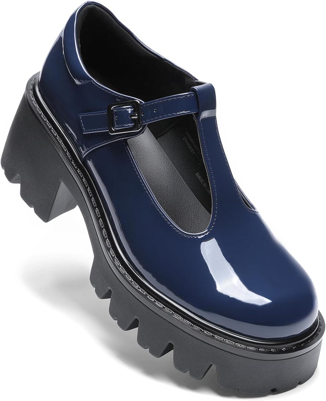 imageDREAM PAIRS Womens TStrap Mary Jane Shoes Low Platform Chunky Block Heels Closed Toe Work Pumps Comfortable Round Toe Dress Wedding Party ShoesNavy