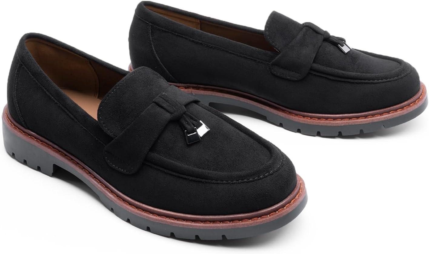 imageDREAM PAIRS Loafers for Women Slip On Loafer Comfortable Dressy Casual Business Office ShoesBlacksuede
