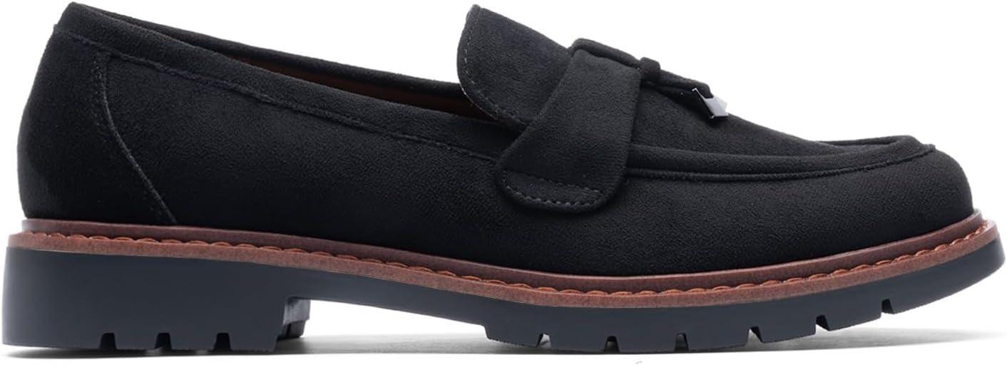 imageDREAM PAIRS Loafers for Women Slip On Loafer Comfortable Dressy Casual Business Office ShoesBlacksuede