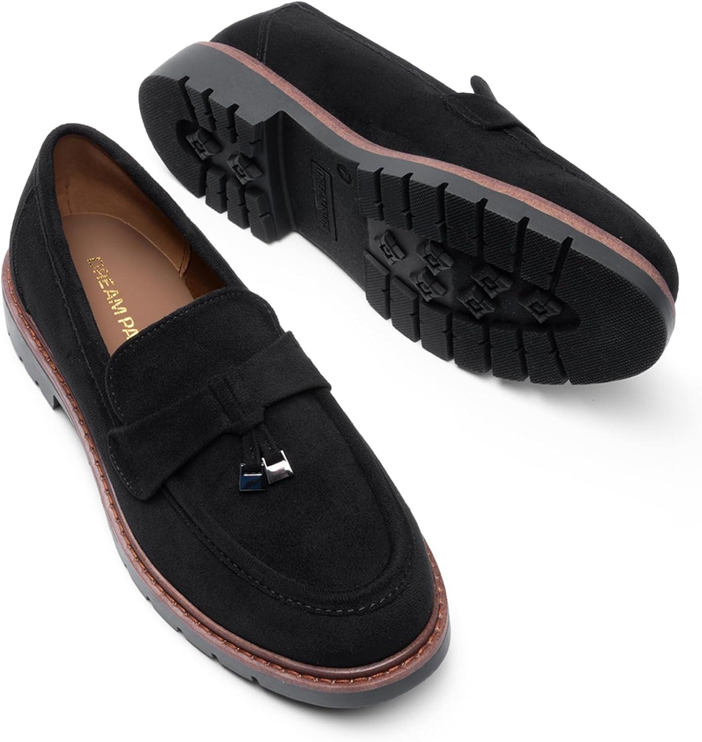 imageDREAM PAIRS Loafers for Women Slip On Loafer Comfortable Dressy Casual Business Office ShoesBlacksuede