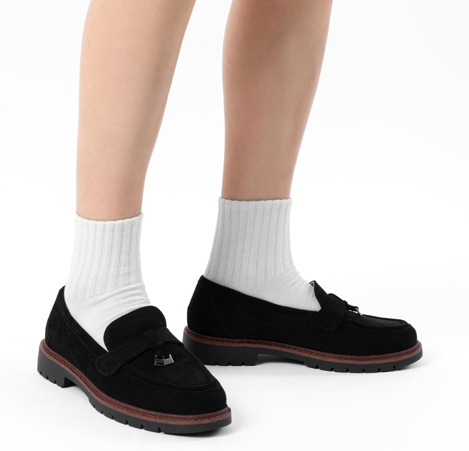 imageDREAM PAIRS Loafers for Women Slip On Loafer Comfortable Dressy Casual Business Office ShoesBlacksuede